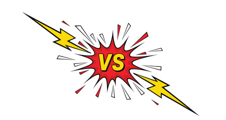 Dynamic VS versus letter battle comic explosion with lightning bolts, ideal for competitive themes, challenges, and confrontation concepts.