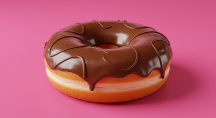 Delicious yeast-raised pastry generously topped with rich chocolate icing rests against a vibrant background.