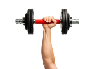 Hand holding dumbbell isolated on black background isolated on white background isolated on transparent background
