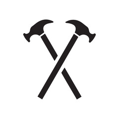Tall Slender Crossed Hammer Logo Showing Balanced Precision and Industrial Craftsmanship