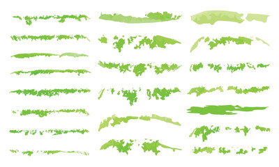 Vibrant Green Watercolor Paint Brush Elements Collection — Hand-Painted Artistic Strokes and Textured Brush Marks