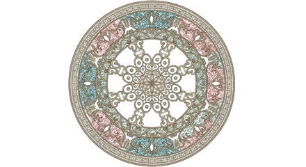 Obraz premium Circular vintage pattern with floral elements and intricate detailing adds beauty to design