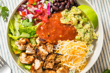Homemade Mexican Burrito Bowl  with Chipotle Chicken