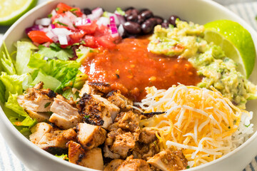 Homemade Mexican Burrito Bowl  with Chipotle Chicken