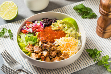 Homemade Mexican Burrito Bowl  with Chipotle Chicken