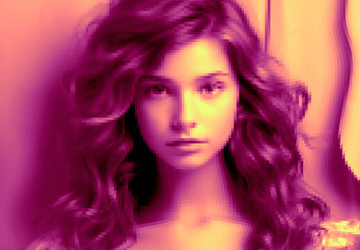 Pink And Yellow Pixel Melt Chromatic Flow Photo Effect