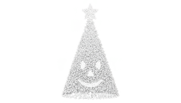 Minimalist Christmas Tree Made of Spheres With Smiling Face - Powered by Adobe