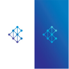 Letter C Modern Lettering with circular digital wire link for futuristic internet logo design, Digital, connection, and science logo concept.