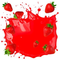 Berry Burst: A vibrant explosion of juicy strawberry splash, capturing the essence of freshness and flavor. Berries scattered around the vivid splash, symbolizing the raw taste of summer's joy.