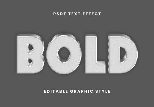 Silver Simple White Text Effect Metallic 3D Font