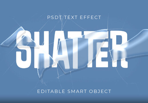 White Glass Texture Text Effect Shattered Bold Font