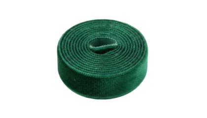 Roll of Green Velvet Ribbon on White Background