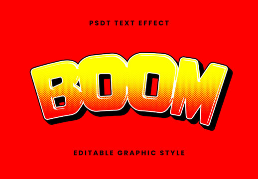Yellow And Red Comic Text Effect Halftone Bold Font