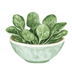 Fresh spinach leaves in a light green bowl.
