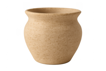 Clay pottery vessel with rustic texture, transparent background