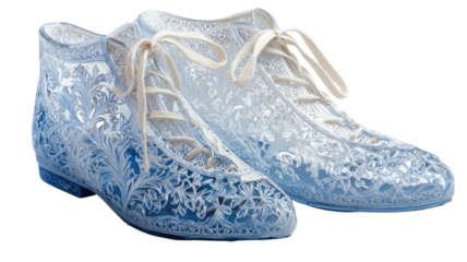 Elegant snow maiden shoes displayed as a clean isolated cut-out with detailed winter styling on white background