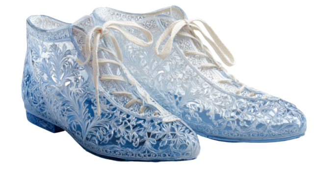 Elegant snow maiden shoes displayed as a clean isolated cut-out with detailed winter styling on white background