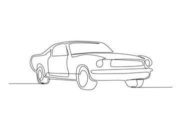 Classic retro car in continuous one line drawing. Single line art illustration of Vintage Car. Editable vector.