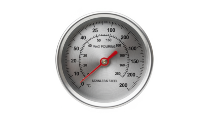 Stainless Steel Wax Pouring Thermometer on White Background