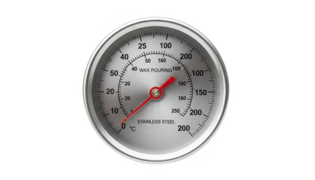 Stainless Steel Wax Pouring Thermometer on White Background