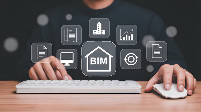 Professional using BIM software for streamlined building design and construction tasks