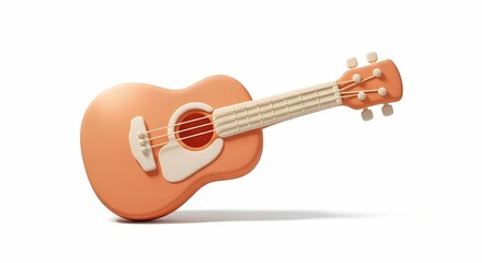 A beautifully rendered 3D model of a stylized acoustic guitar, showcasing a minimalist musical instrument icon for creative projects