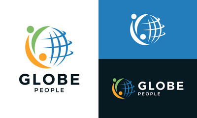 Global Community logo design vector illustration. Global Leadership Teamwork Solutions graphic Icon, symbols, creative