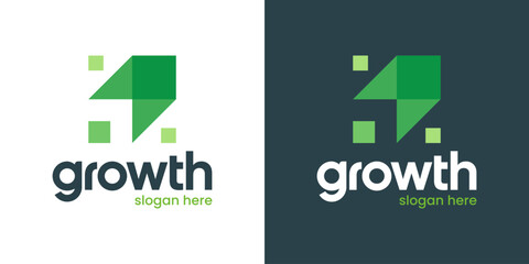 Modern growth logo design template illustration. Abstract arrow shape vector design with technology model. Symbol for business startup, marketing, finance and management company