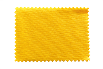 Yellow fabric swatch with serrated edges isolated on black background isolated on white background isolated on transparent background