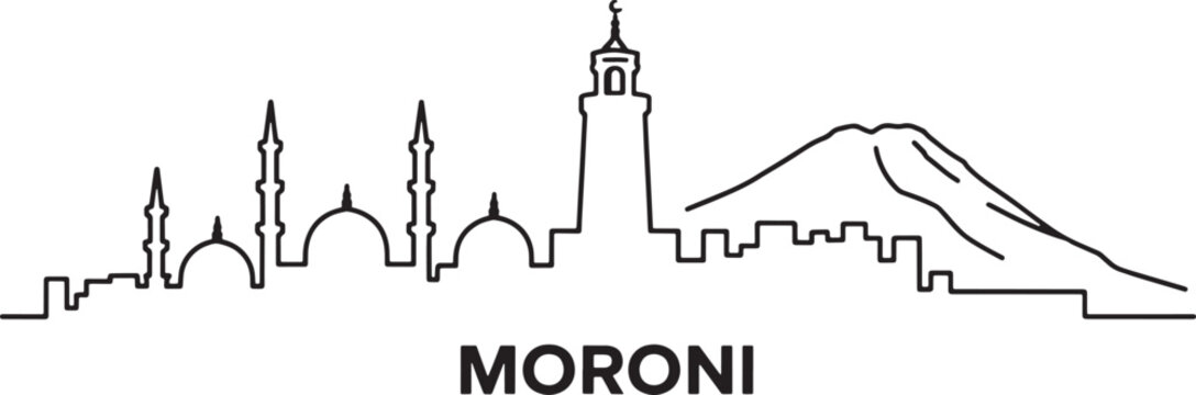 Moroni skyline silhouette vector illustration Comoros capital city africa architecture