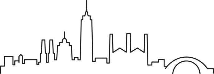 Outline of chicago skyline vector illustration on transparent background