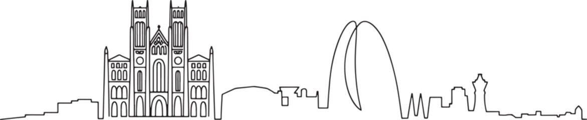 Fototapeta premium Outline skyline city of Accra Ghana with architecture landmarks and monuments