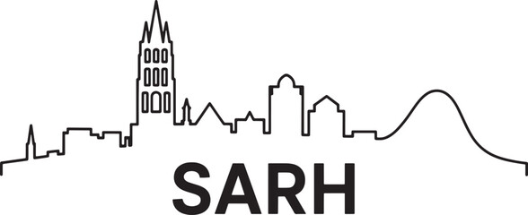Sarh city outline silhouette cityscape vector illustration with buildings