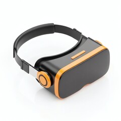 Modern Realistic Virtual Reality Headset with Black and Orange Accents Mockup