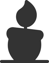 Fototapeta premium Candle silhouette with flame minimal icon, Bold black silhouette of a burning candle, symbolizing warmth, remembrance, calm atmosphere, relaxation, and peaceful decorative themes.