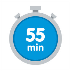 Obraz premium Timer Icon 55 Minutes Countdown Symbol in Blue and Gray for Time Management
