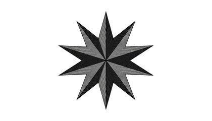 Obraz premium Geometric Eight Pointed Star Pattern in Black and White