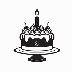 Cake Logo Vector for Bakery and Celebration isolated on white background