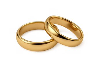 Gold wedding rings intertwining representing marriage and commitment