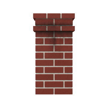 Red brick chimney for christmas isolated