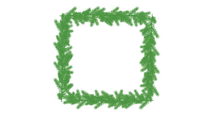 Green evergreen pine branch border frame for holiday and winter decorations