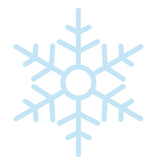 雪の結晶の手描きアイコンイラスト 水色