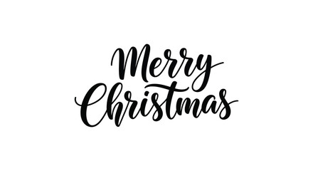 Elegant black calligraphy text merry christmas hand lettered design on white background