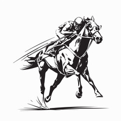 Jockey on Galloping Horse Vector Illustration on white background