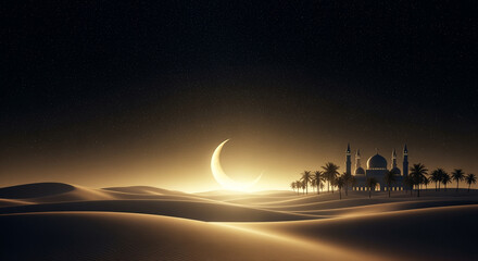 silhouette of a mosque in the desert