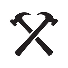 Isometric Cube Crossed Hammer Logo Showing Depth Precision and Industrial Engineering Skill