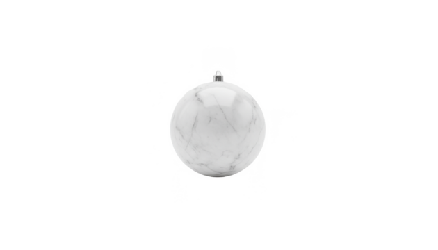 Marble Christmas Ornament Isolated on White Backdrop