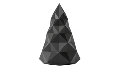 Geometric Black Cone Sculpture on White Background