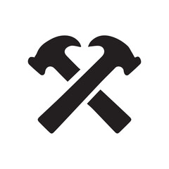 Leaf Inspired Crossed Hammer Logo Showing Nature Balance and Industrial Craft Harmony