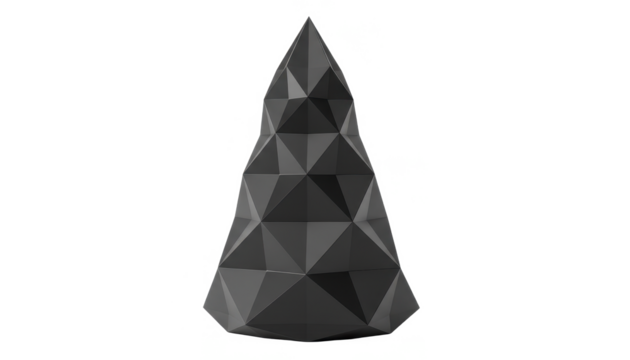 Geometric Black Cone Sculpture on White Background - Powered by Adobe